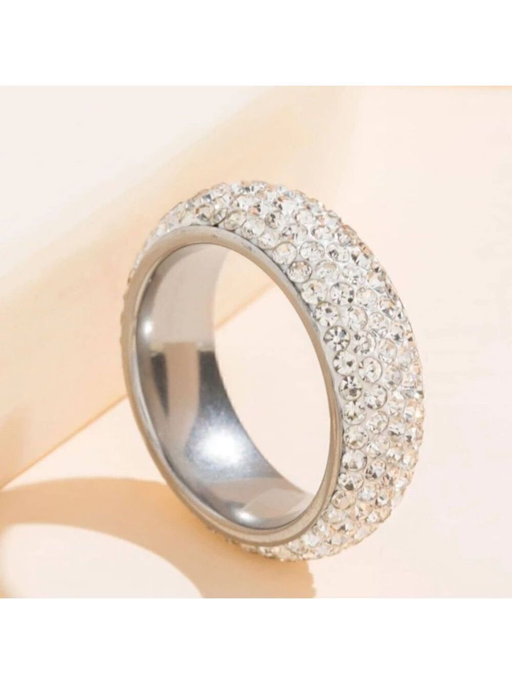 Titanium Ring with Mini Rhinestones - Elegance and Durability